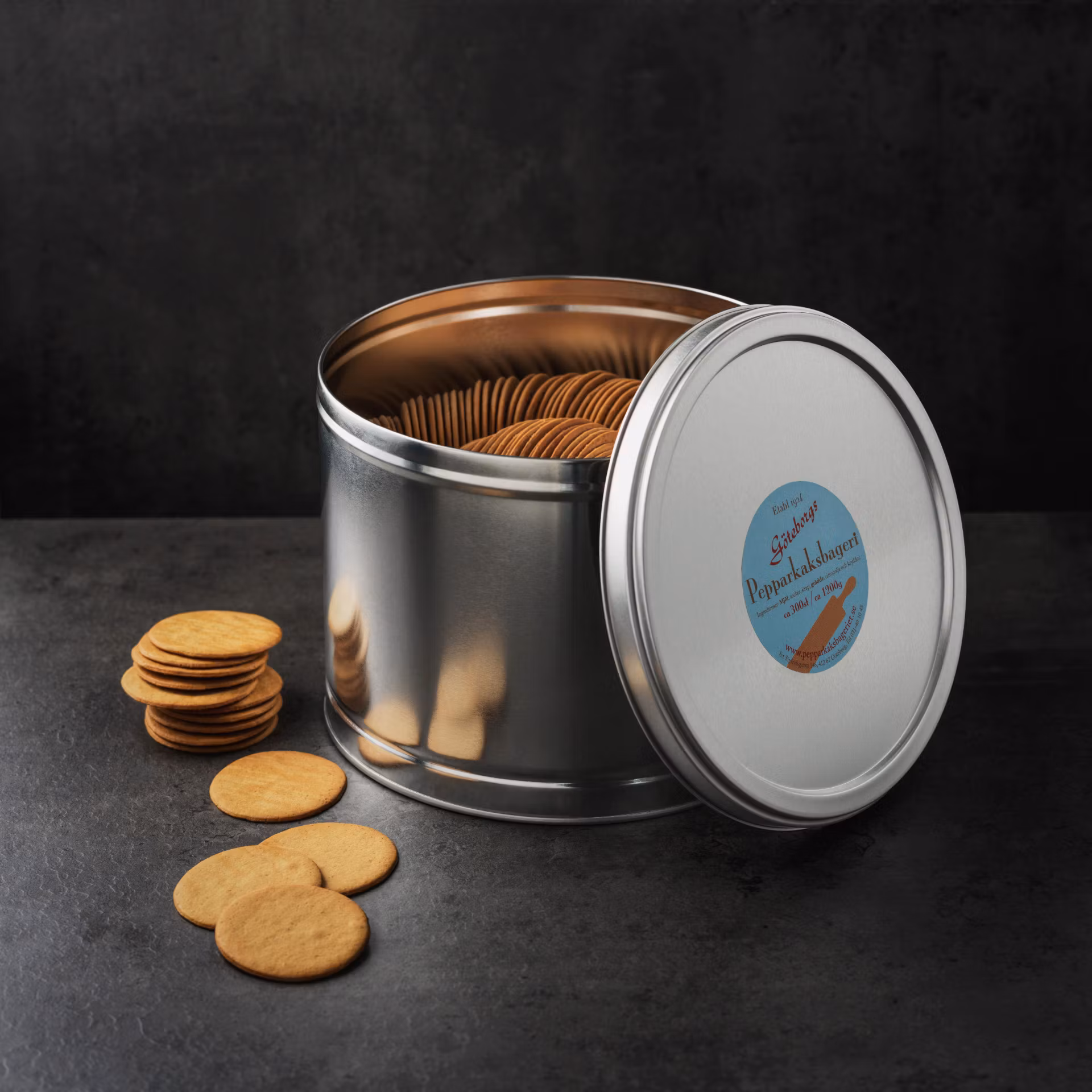 Göteborgs Pepparkaksbageri Ginger Thins Barattolo, grande - 300 pz