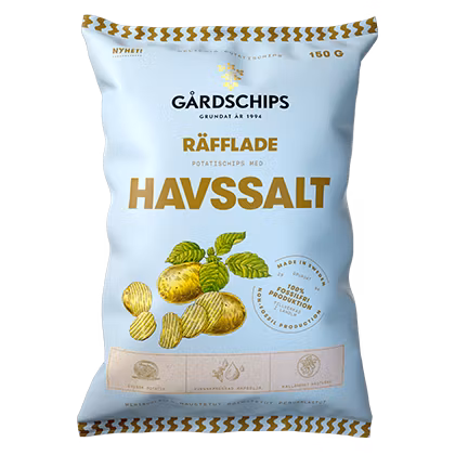 Gårdschips Żebrowane chipsy z solą morską - 150 gramów