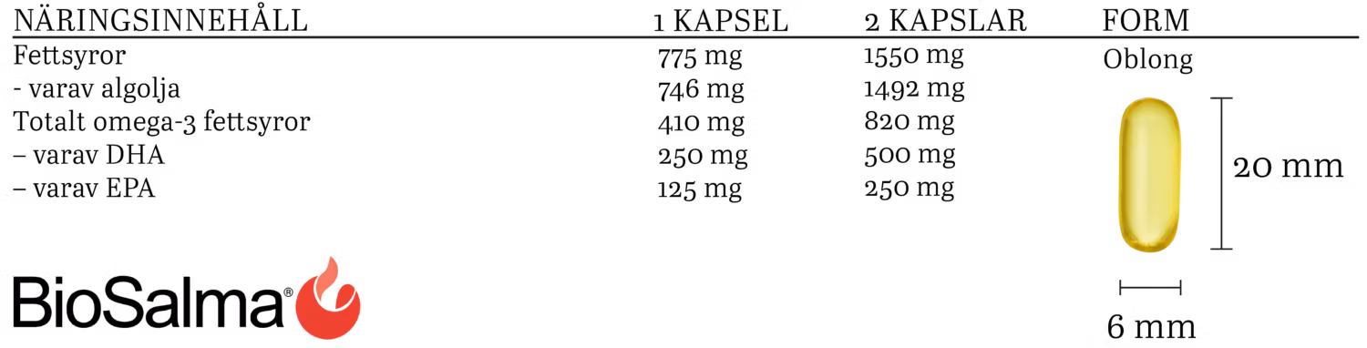 BioSalma Omega-3 z alg 375 mg DHA/EPA - 60 kapsułek