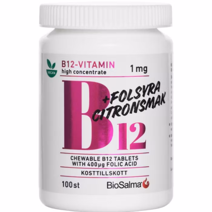 Biosalma Vitamin B12 1 mg + Folsäure, Hochkonzentrat - 100 Tabletten