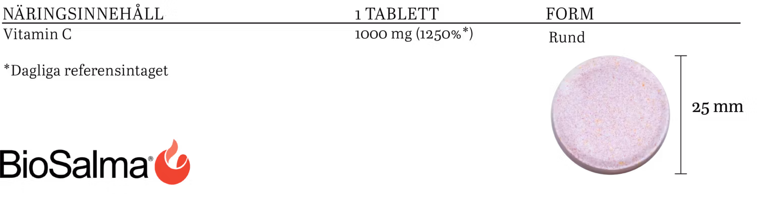 BioSalma Vitamin C 1000mg Strawberry - 20 effervescent tablets