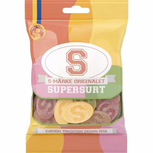 S-märke Super Sour - 80 grammes