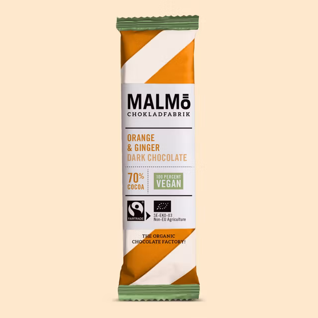 Malmö Chokladfabrik Sinaasappel & Gember 70% - 25 gram