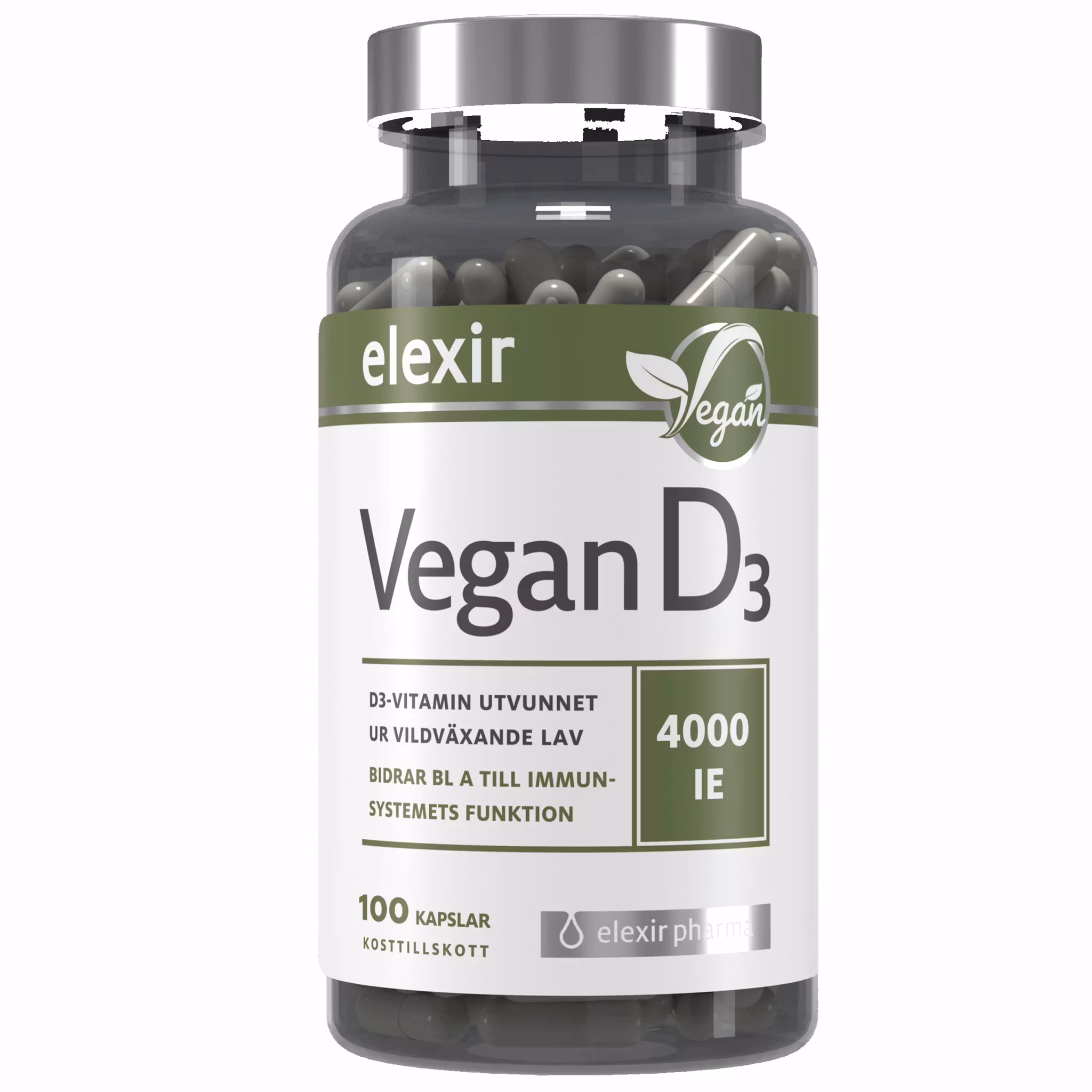 Elexir Pharma Vitamine D3 vegan 4000 UI - 100 gélules