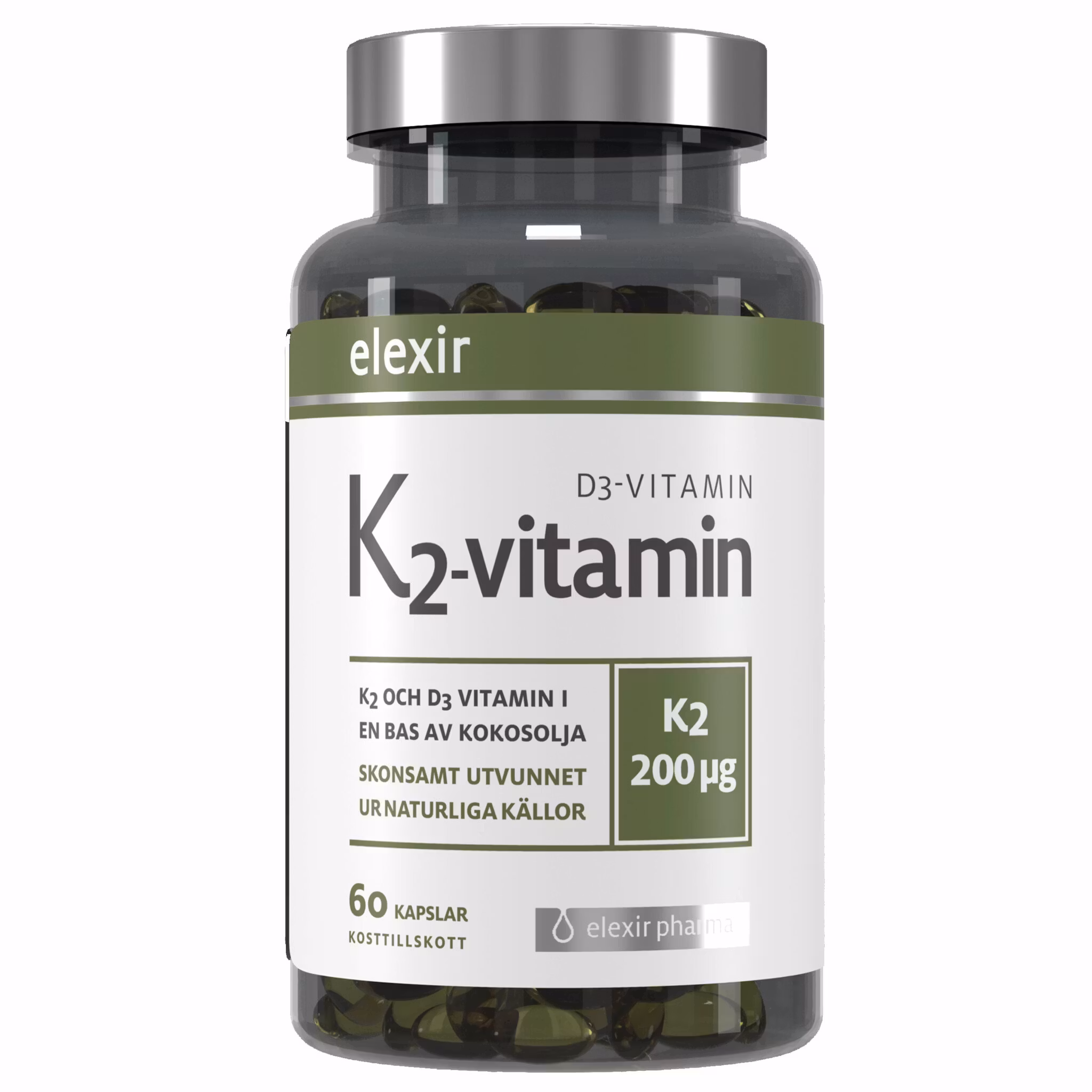 Elexir Pharma Vitamina K2 y D3 - 60 cápsulas