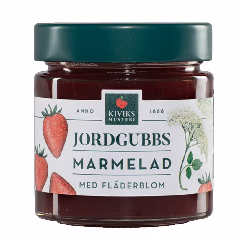 Kiviks Erdbeermarmelade mit Holunderblüte - 200 Gramm