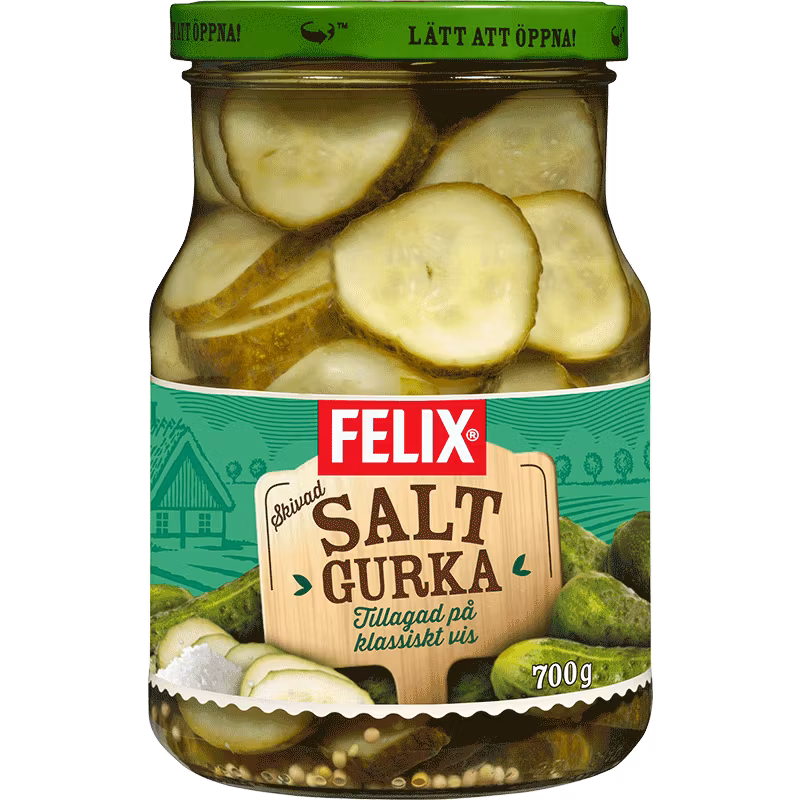 Felix Sliced "Saltgurka", pickled cucumber - 700 grams