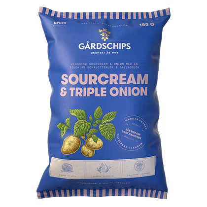 Gårdschips Crema Agria Y Triple Cebolla - 150 gramos