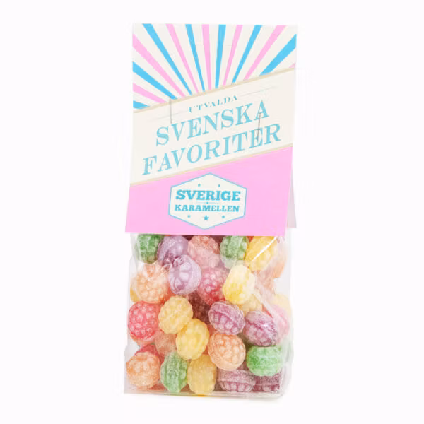 Sverigekaramellen "Sura Hallon", Frambuesas Ácidas - 170 gramos