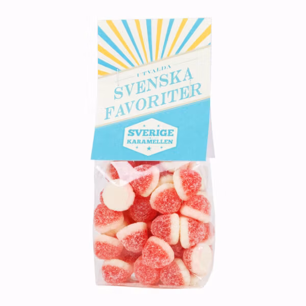 Sverigekaramellen "Jordgubb/Vanilj Bär", fresa/bayas de vainilla - 170 gramos