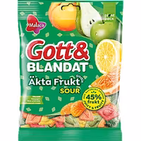 Malaco Gott & Blandat Real Fruit, Sour - 180 grams