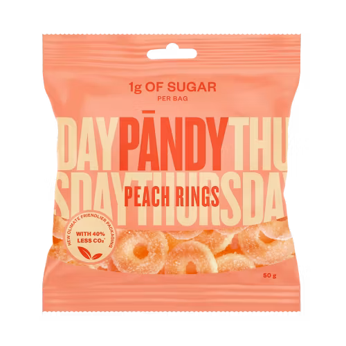 Anneaux de bonbons à la pêche Pändy - 50 grammes