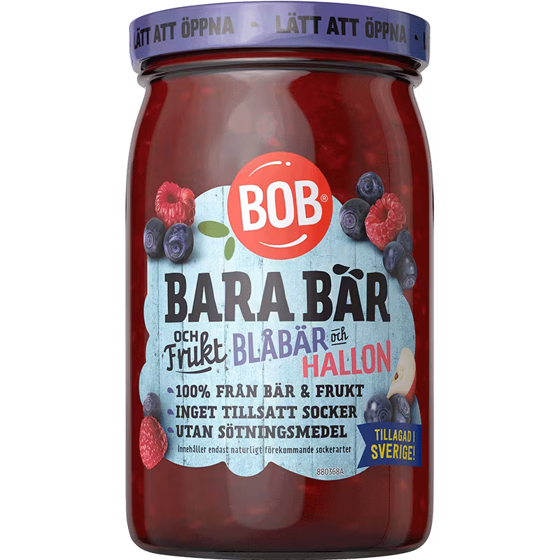 Bob Just Berries and Fruit, Blaubeer-/Himbeermarmelade - 310 Gramm