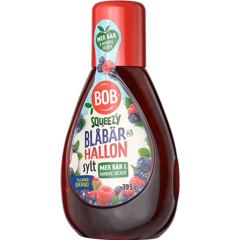 Bob Squeezy, Blaubeer- und Himbeermarmelade - 395 Gramm