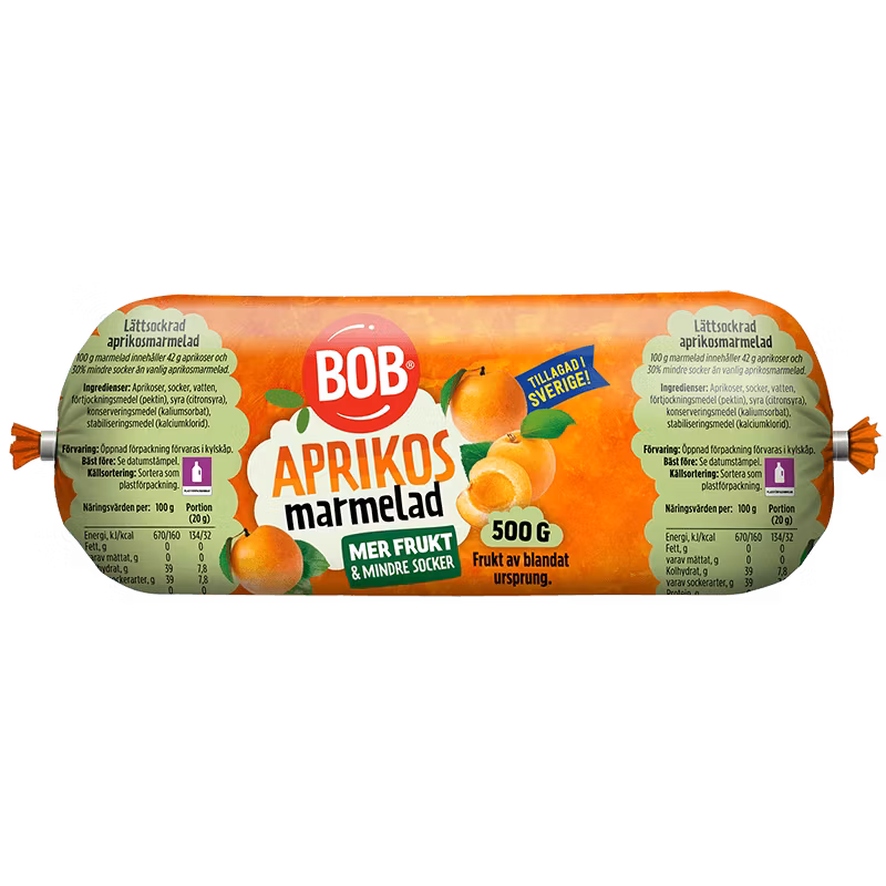 Bob Apricot Marmalade, Lightly Sugared, Refill - 500 grams