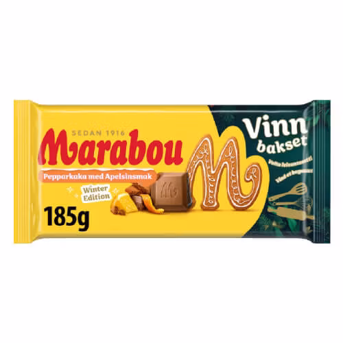Marabou Milk Chocolate, Gingerbread and Orange - 185 grams