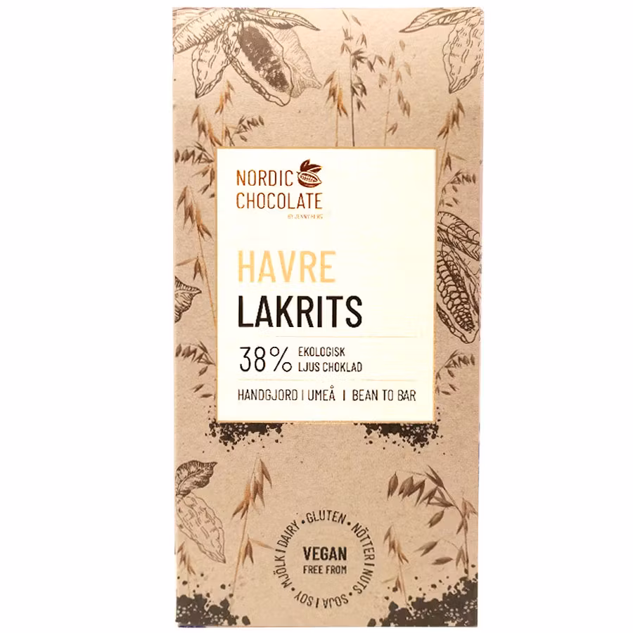 Nordic Chocolate con avena y regaliz, 38% - 90 gramos