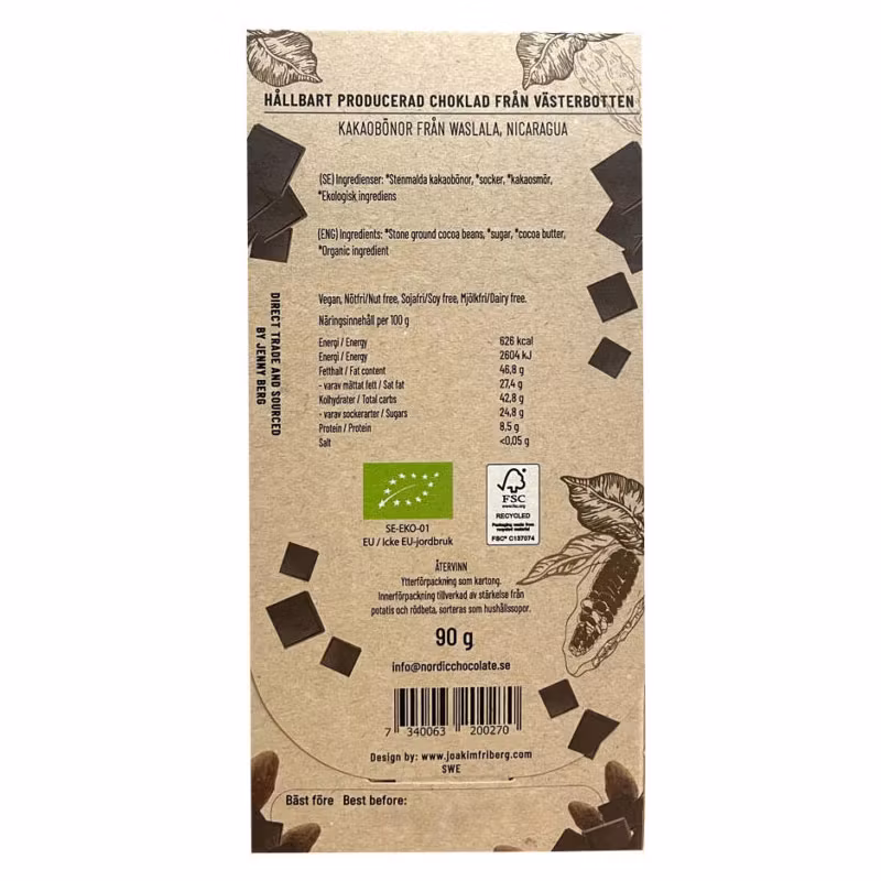 Chocolate Nórdico Nicaragua, 75% - 90 gramos