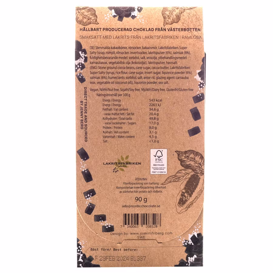 Nordic Chocolate, Licorice, 65% - 90 grams