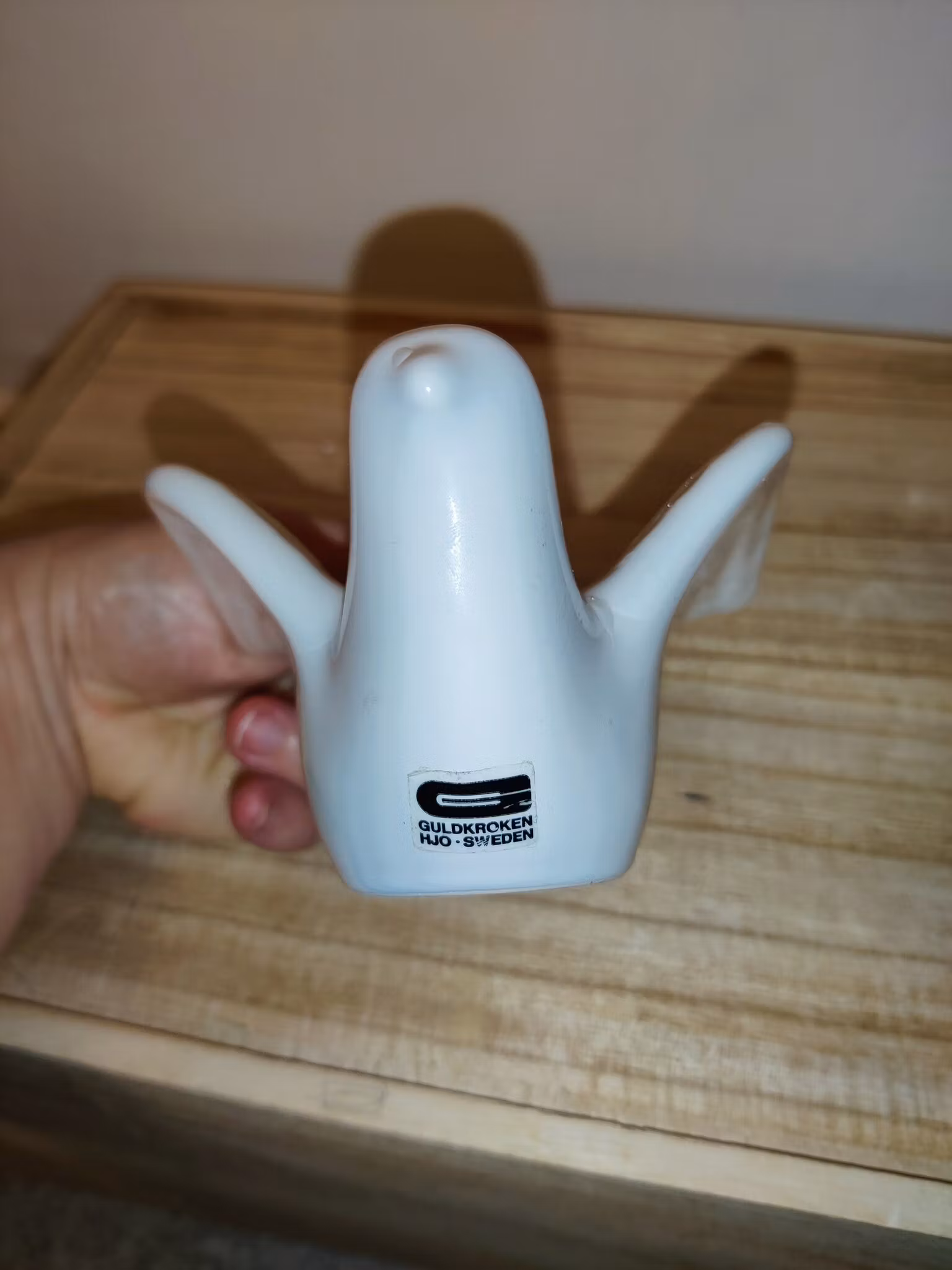 Candelabro con forma de pájaro blanco Guldkroken Hjo - Vintage sueco de mediados de siglo - Edición limitada