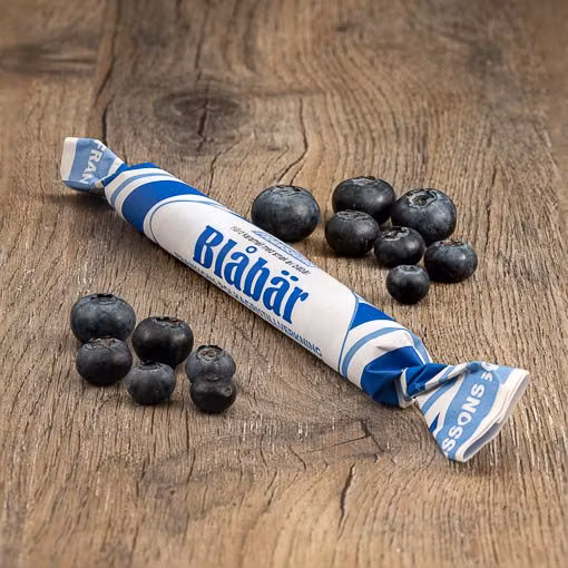 Franssons Polkagrisar Candy Cane, Borówka - 50 gramów