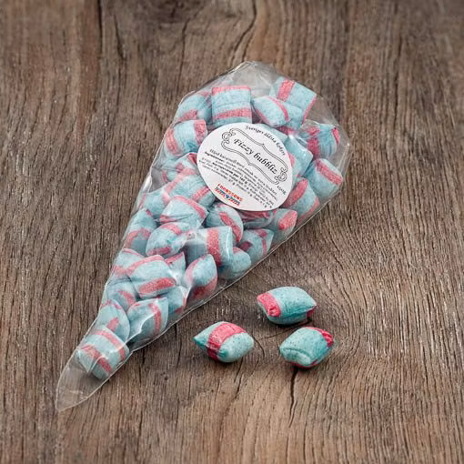 Franssons Polkagrisar Candy Cane, Fizzy Bubblizz Caramels - 140 grams