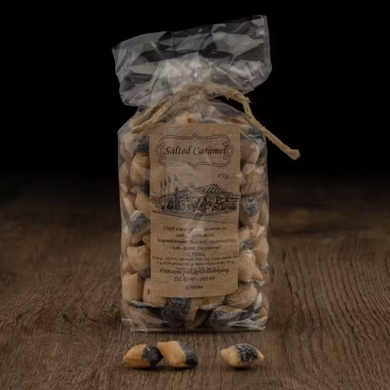 Franssons Polkagrisar Candy Cane, Salted Caramel - 450 grams