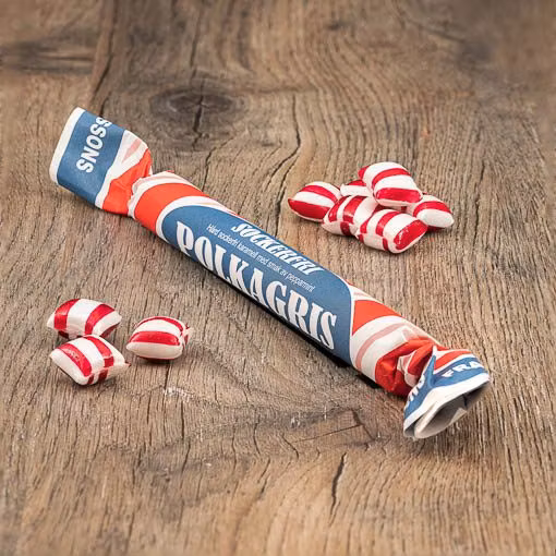 Franssons Polkagrisar Candy Cane, Polka Pig senza zucchero - 50 grammi