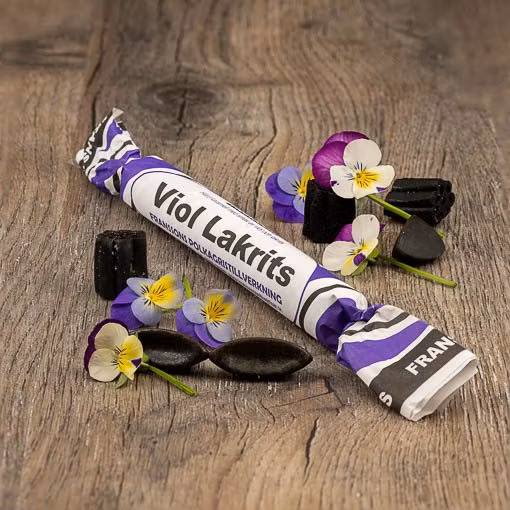 Polkagrisar Candy Cane, Violette/Réglisse - 50 grammes