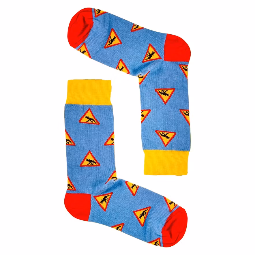 Socken, Elch-Warnschild