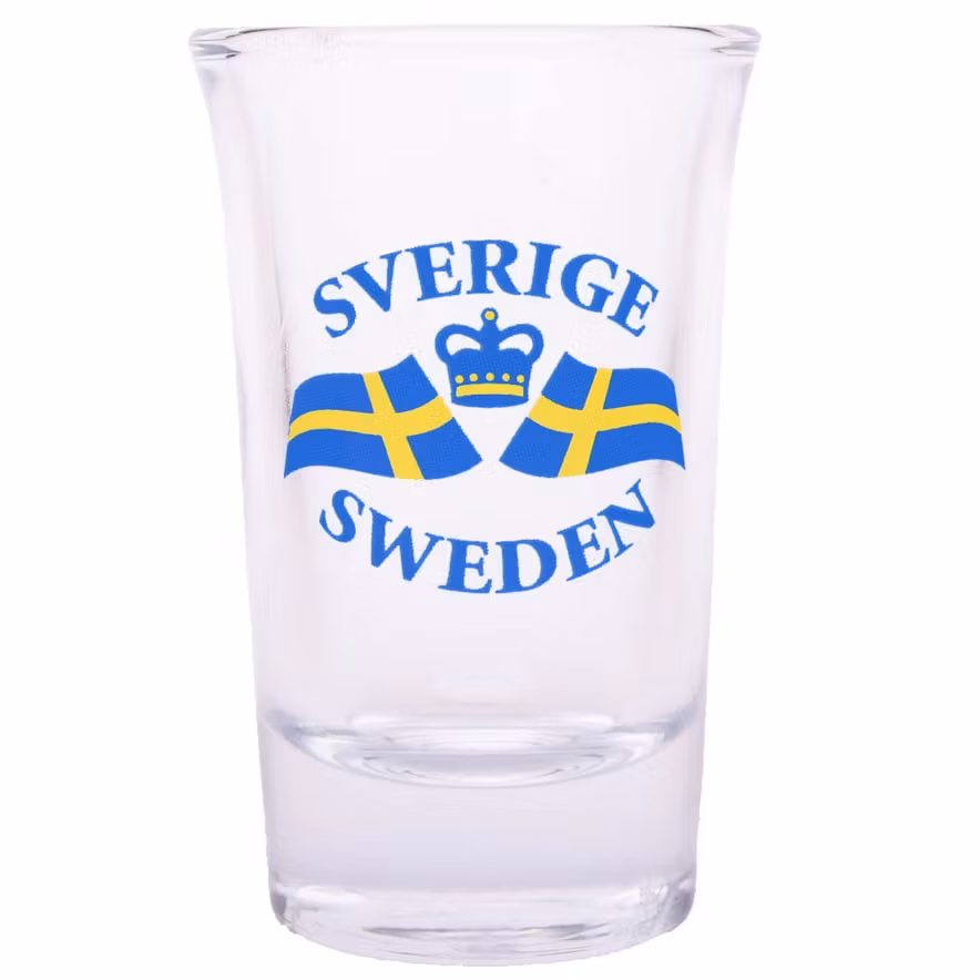 Schnapsglas, schwedische Flagge