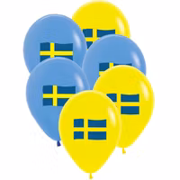 Balloons, Swedish Flag - 6 pcs