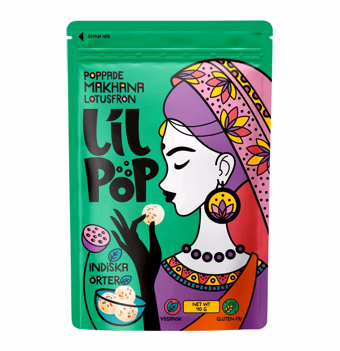 Lil Pop Popped Makhana Lotus Seeds, indyjskie zioła - 40 gramów