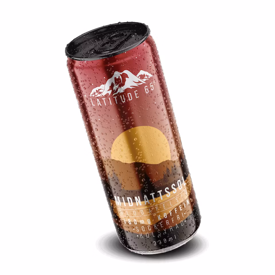 Boisson énergisante Midnattssol de Latitude 65, orange sanguine - 330 ml