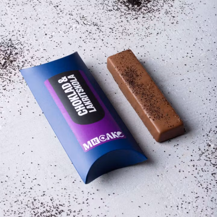 Caramelo de regaliz bañado en chocolate Mr Cake - 60 gramos