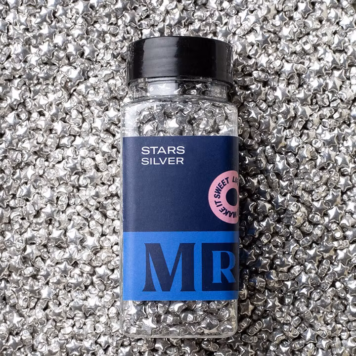 Mr Cake Sprinkles, Étoiles argentées - 85 grammes