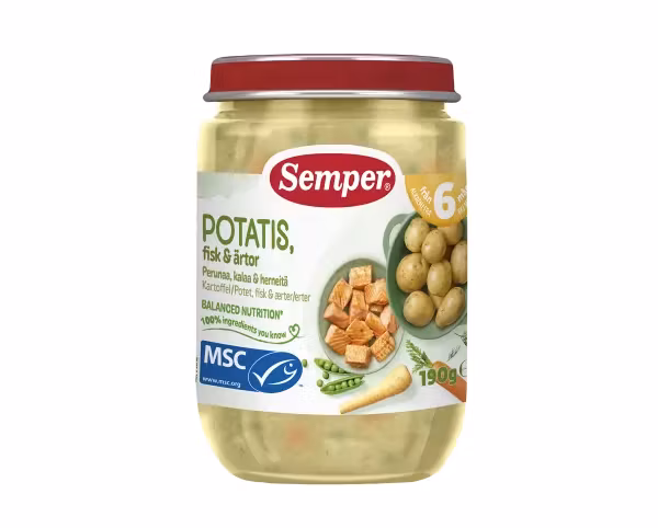 Semper Potatoes, Fish And Peas 6 Months - 190 grams