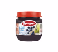 Semper Blueberry & Apple Puree, 4 Months - 125 grams