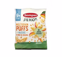 Semper Organic Multigrain Puffs Mango & Banana, 9 Months - 18 grams