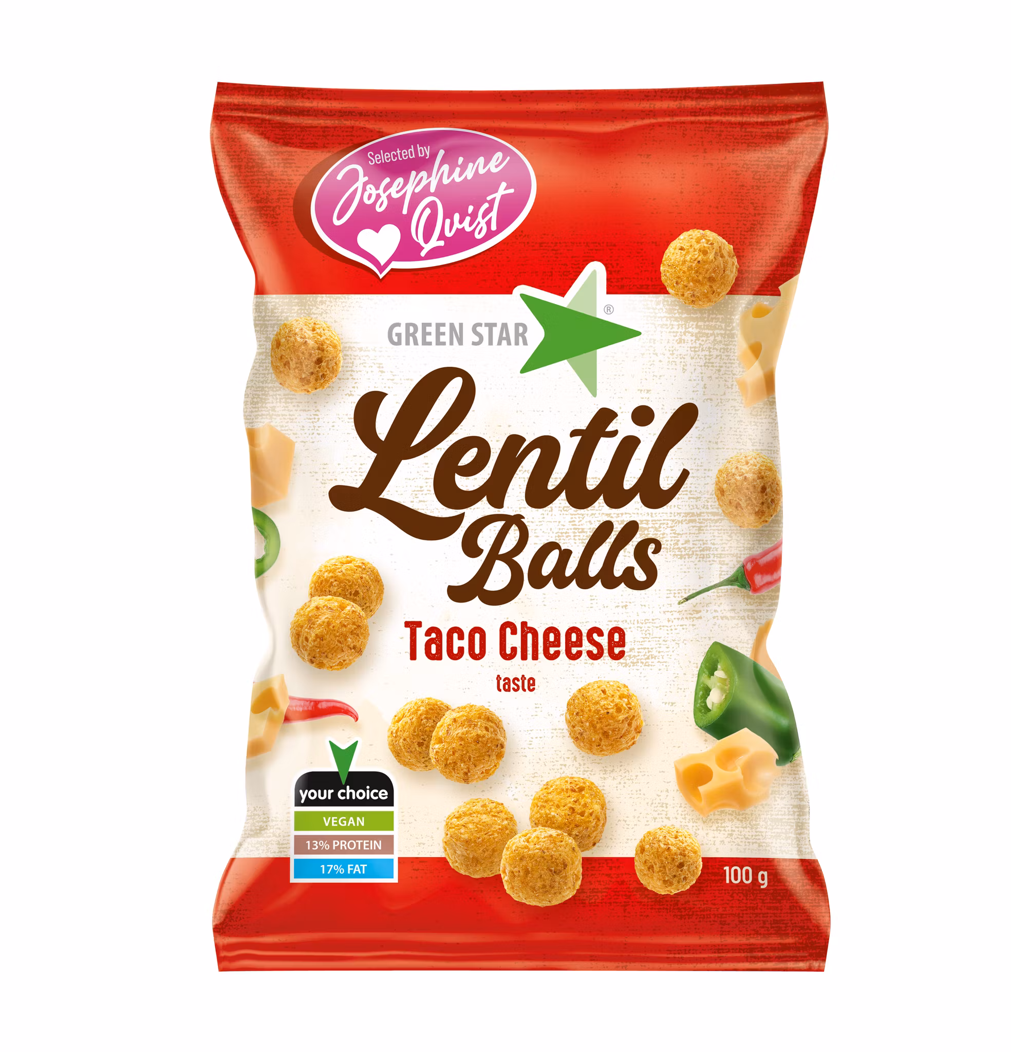 Green Star Lentil Balls, Taco Cheese - 100 grams