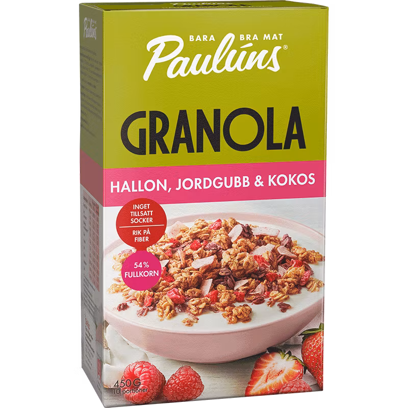 Paulúns Granola Raspberry Strawberry & Coconut - 450 grams