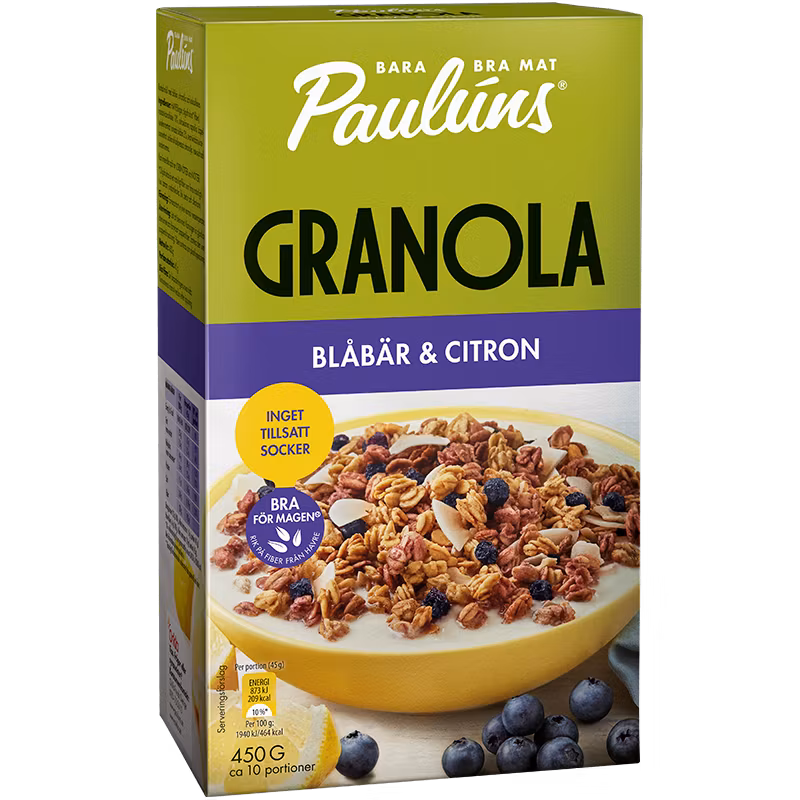 Paulúns Granola Mirtillo e Limone - 450 grammi