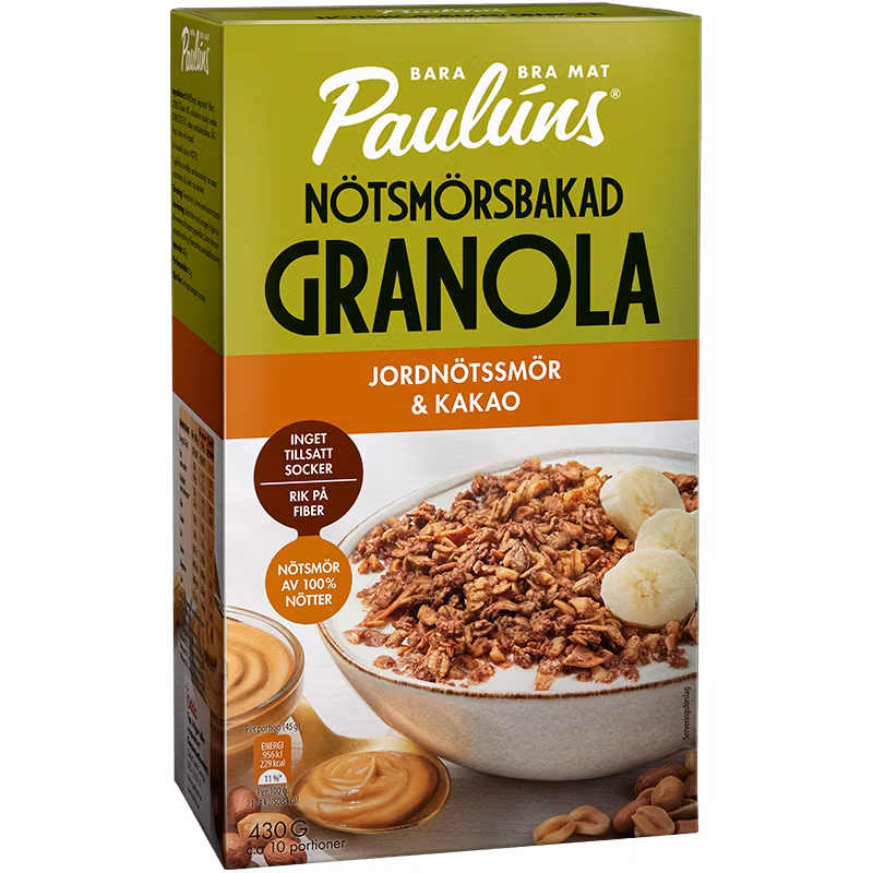 Paulúns Peanut Butter Baked Granola Peanut Butter and Cocoa - 430 grams