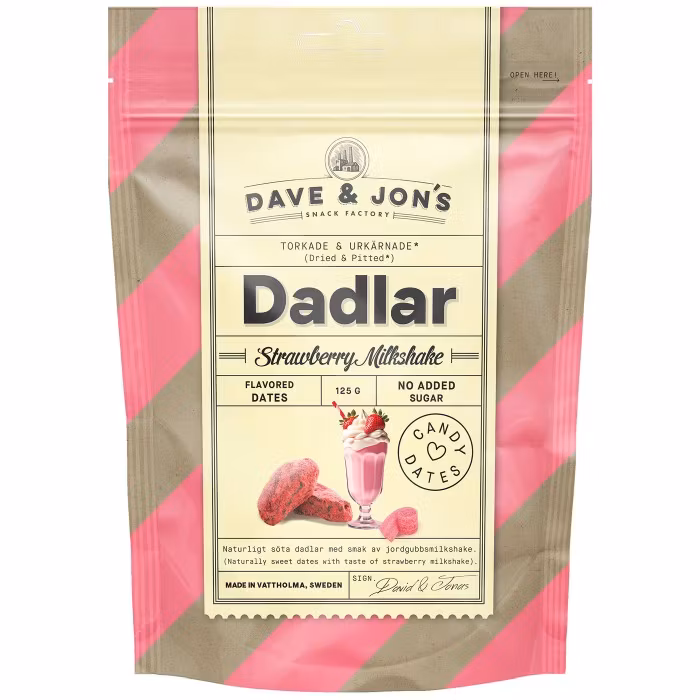 Dave & Jon's Dates, Strawberry Milkshake - 125 grams