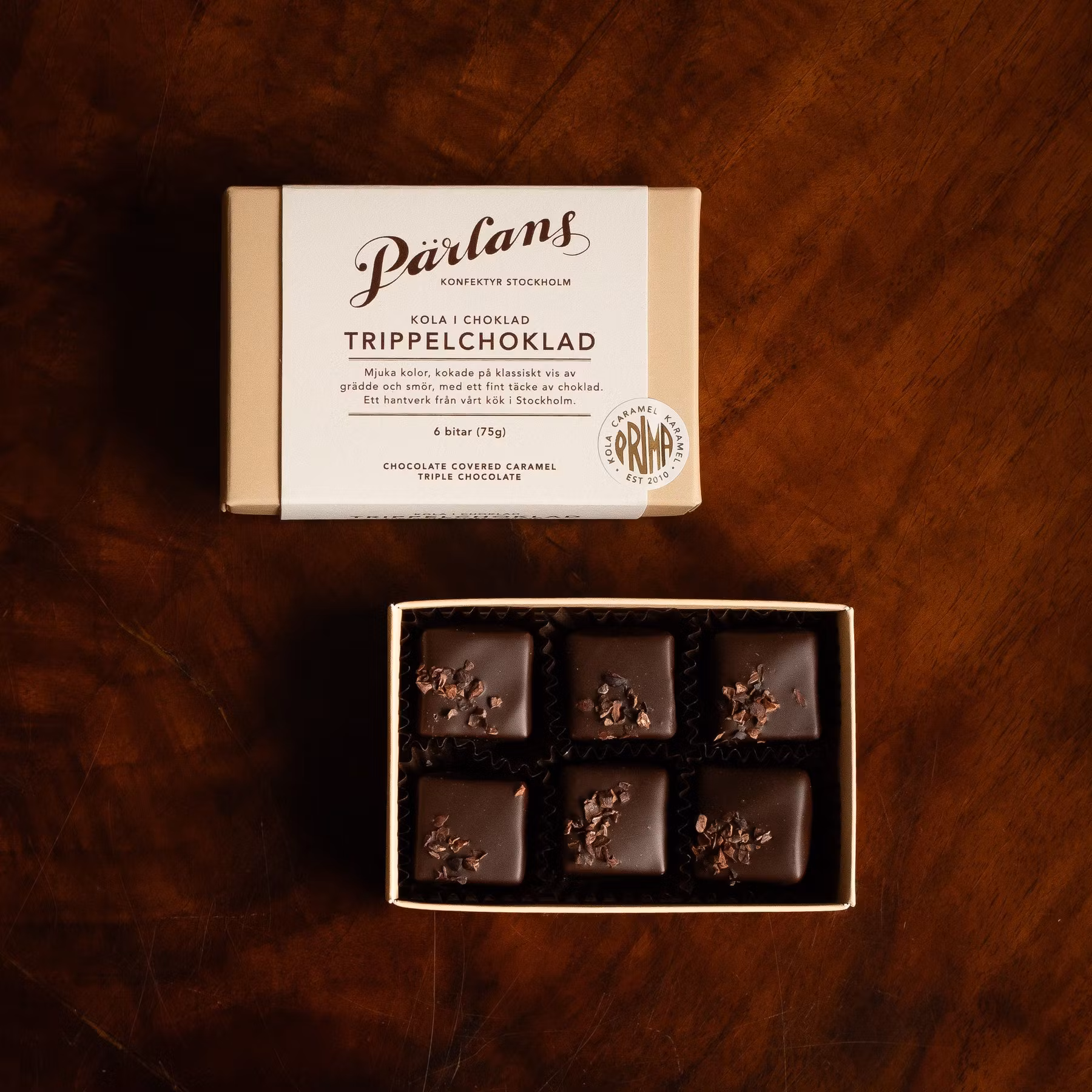 Pärlans Konfektyr Chocolate Covered Caramel, Triple Chocolate - 6 pieces