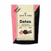 Dave & Jon's Dates, Sour Strawberry & Salty Liqourice Mix, Limited Edition - 125 grams