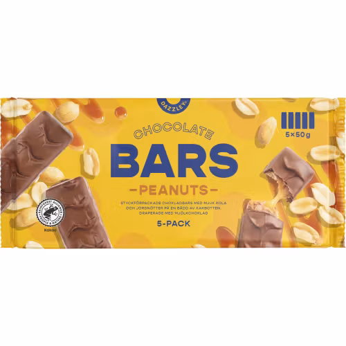 Dazzley Bars, Peanut Chocolate, 5-pack - 250 grams