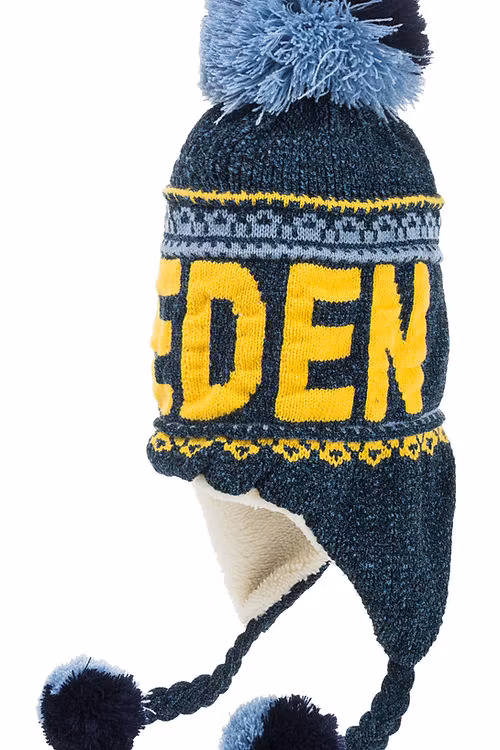 Robin Ruth Bon Bon Plus Wintermütze - Schweden, Blau/Gelb