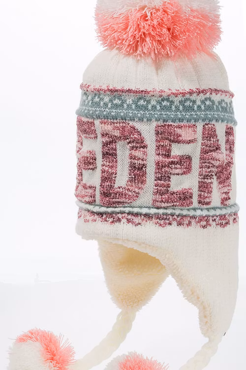 Robin Ruth Bon Bon Plus Wintermütze - Schweden, Weiß/Pink
