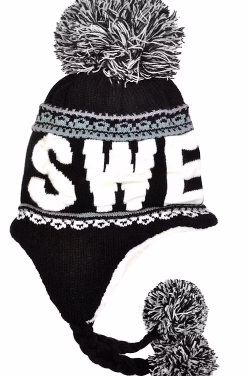 Robin Ruth Bon Bon Wintermütze - Schweden, Schwarz/Weiß